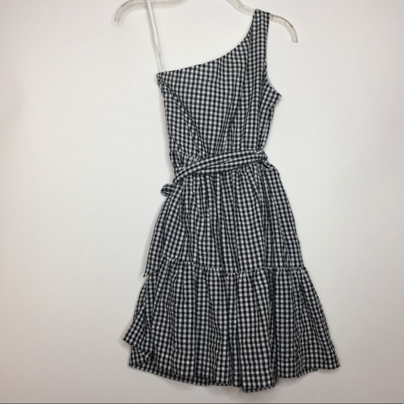 Vineyard Vines Gingham One Shoulder Dress 00 - Picture 4 of 11